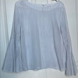 LOFT Black and White Striped Blouse